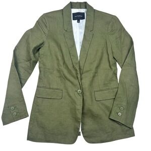 Banana Republic Linen Blazer Fresh Olive Green Size 2 Office Career Academia
